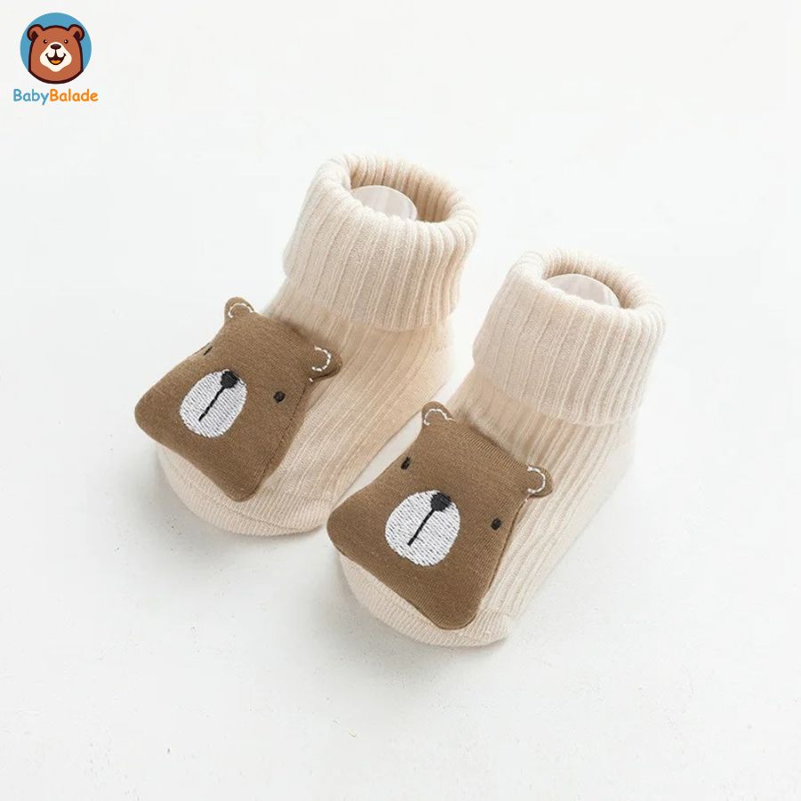 Chaussette Antidérapante Bébé - Couleur Crème