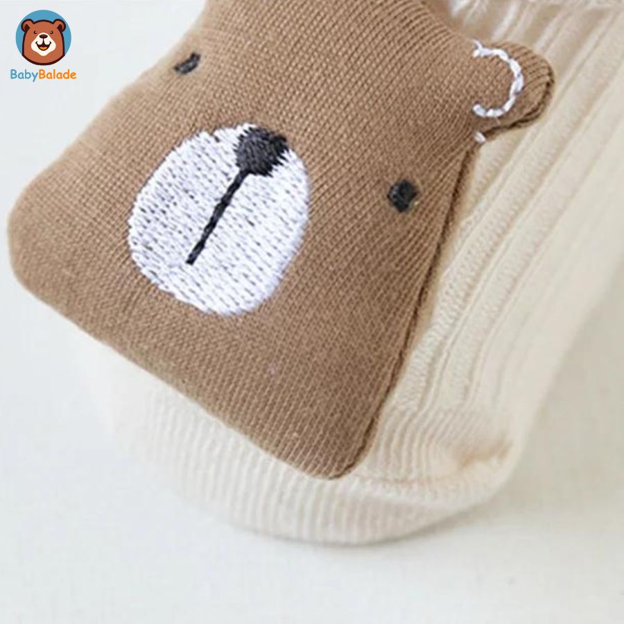 Chaussette Antidérapante Bébé - Tête d'ourson mignonne