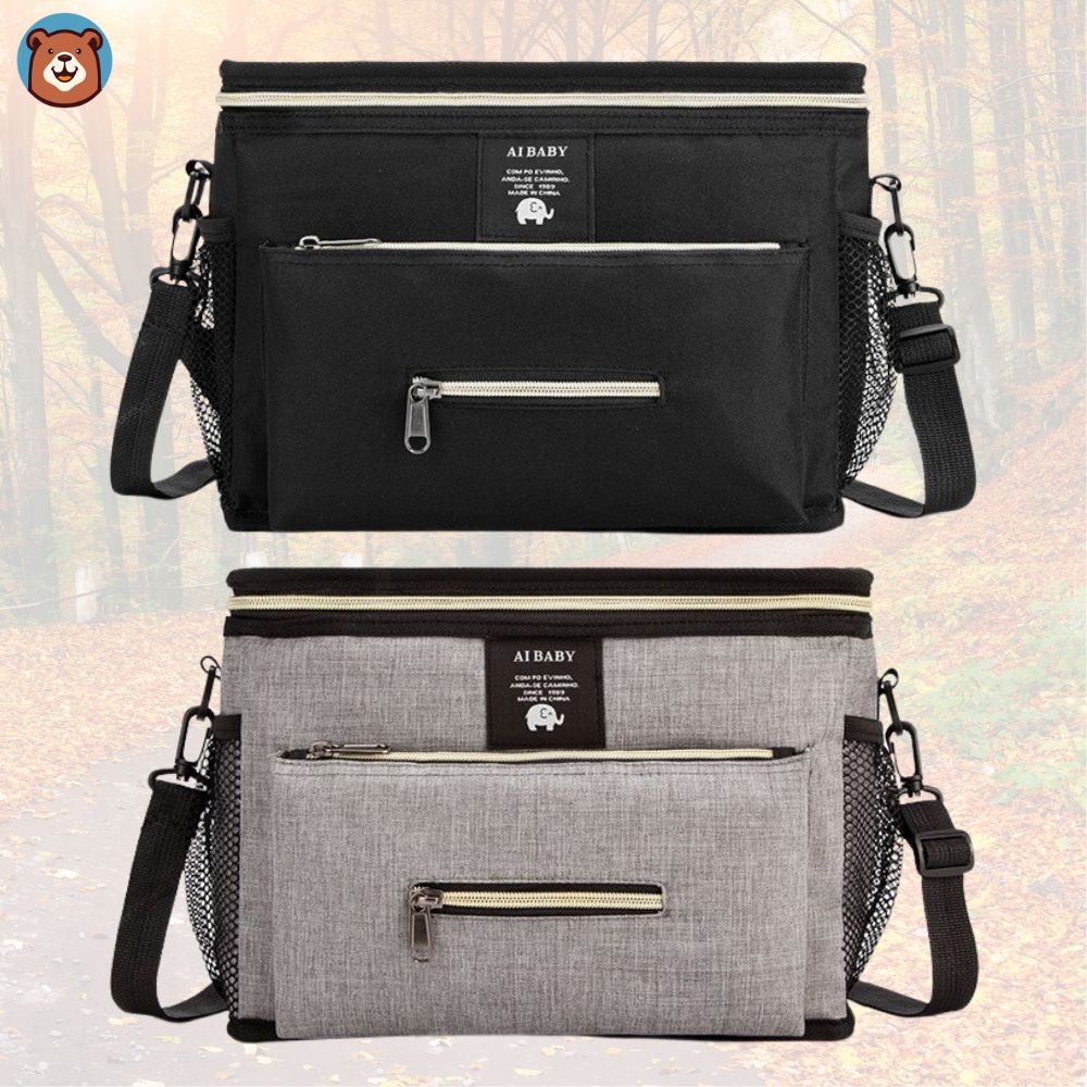 sac à langer poussette - modèle gris et modèle noir