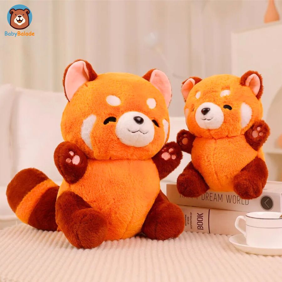 Peluche Panda Roux - deux copains content tout mignon