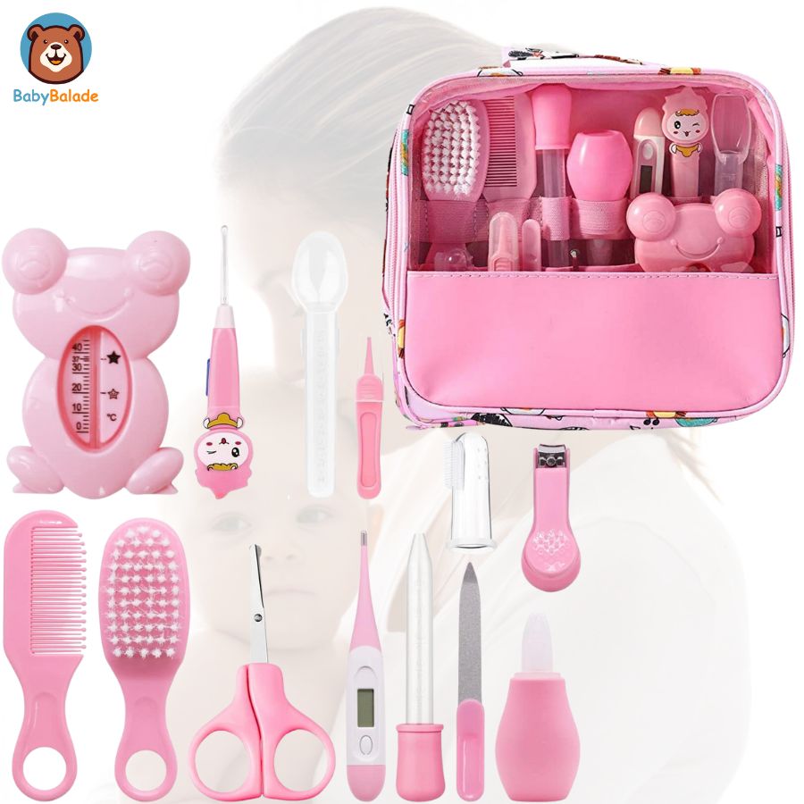 Trousse de toilette bebe - Trousse de soin bébé - Kit Rose