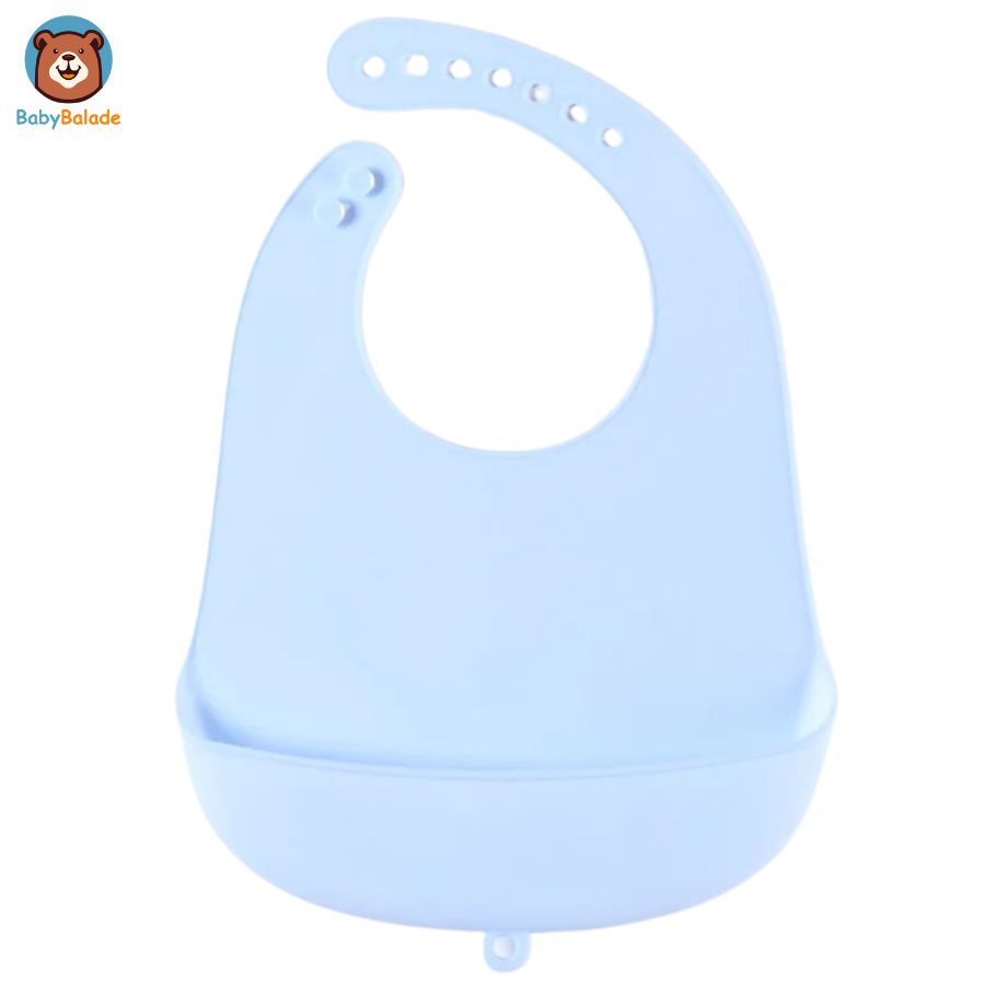 bavoir silicone - bavoir bébé de couleur bleu clair