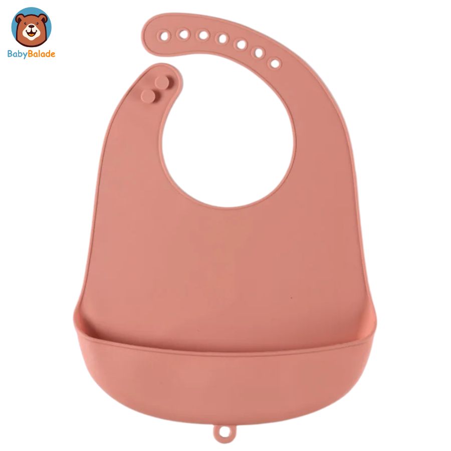 bavoir silicone - bavoir bébé de couleur pêche