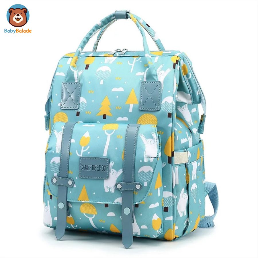 sac à dos à langer de couleur turquoise