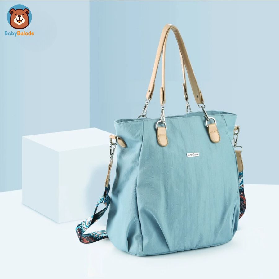 sac à langer bandoulière de couleur azure
