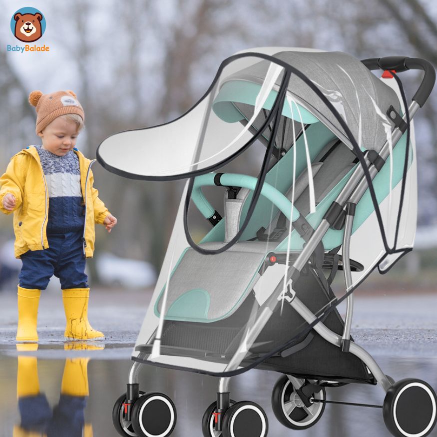 Habillage Pluie Poussette - bébé marchant sous la pluie