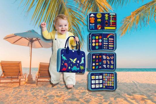 Busy board montessori portable - bébé en vacances