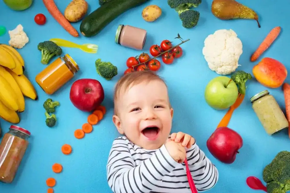 calendrier diversification alimentaire bébé avec des fruits et légumes