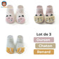 Chaussette Antidérapante bébé - lot de 3 modèles différents ourson chaton et renard