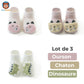 Chaussette Antidérapante bébé - lot de 3 modèles différents ourson chaton et dinosaure