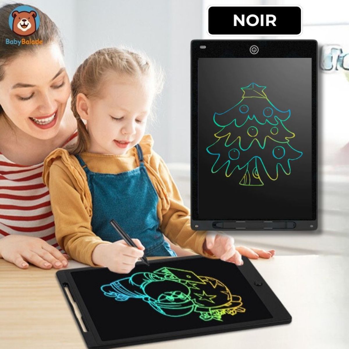 Tablette d'écriture LCD - Noir - Maman et sa Fille