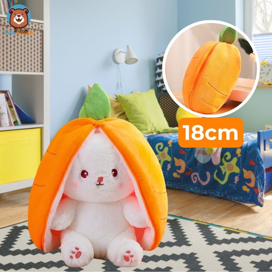 Peluche lapin - forme carotte orange taille S