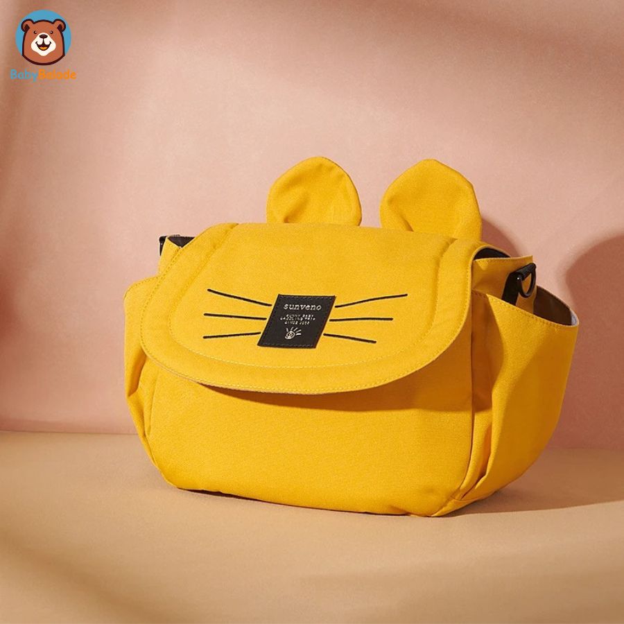 sac à langer poussette de couleur jaune et de très bonne qualité