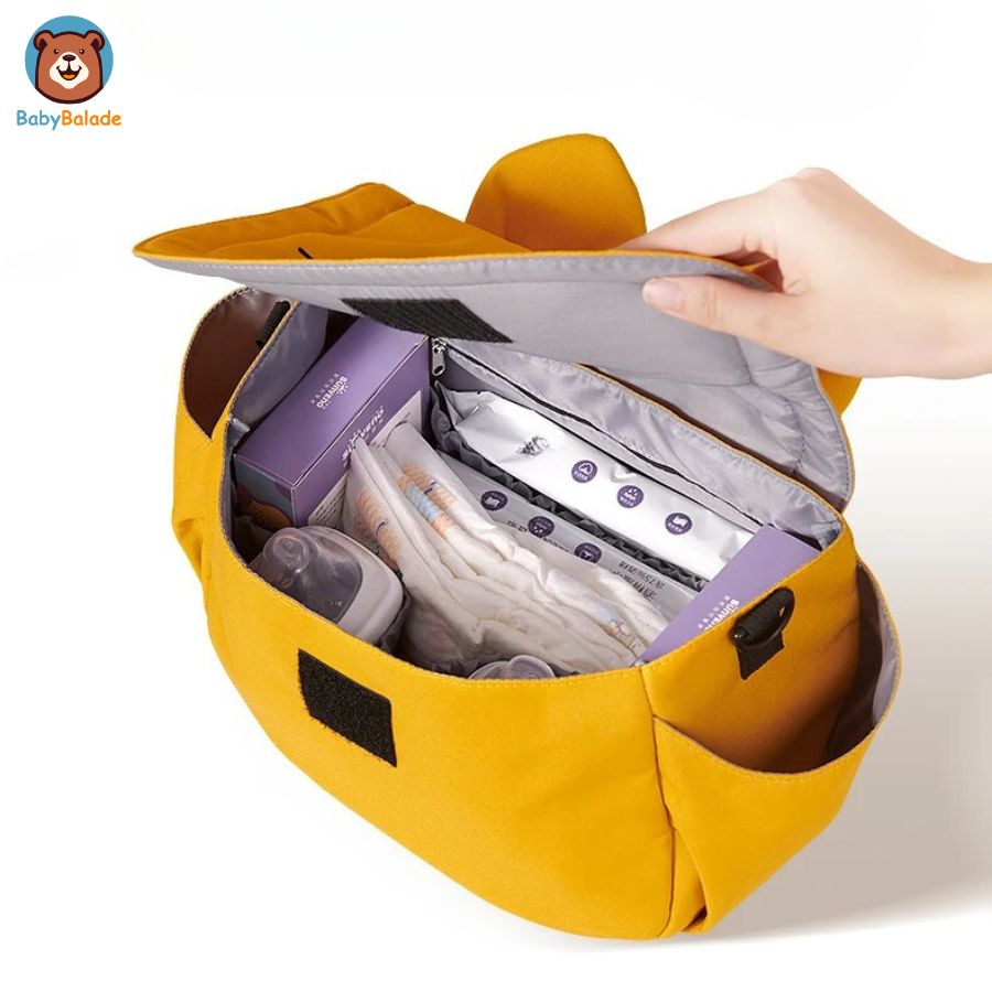 sac à langer poussette de couleur jaune et de grande capacité pour les affaires de bébé