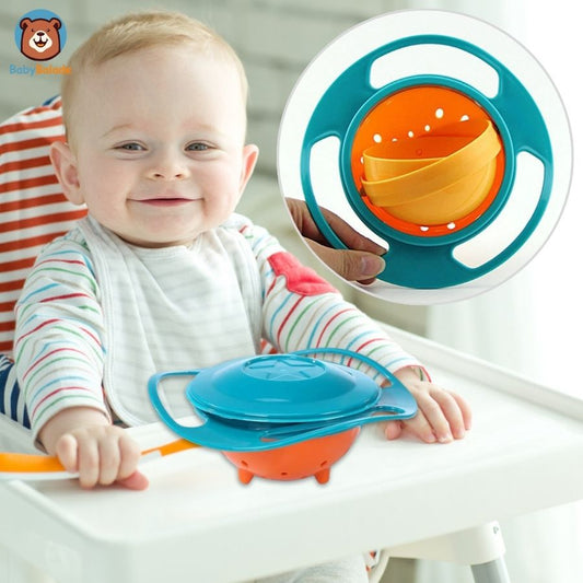 bol anti renversement - bébé tout content et souriant devant son repas