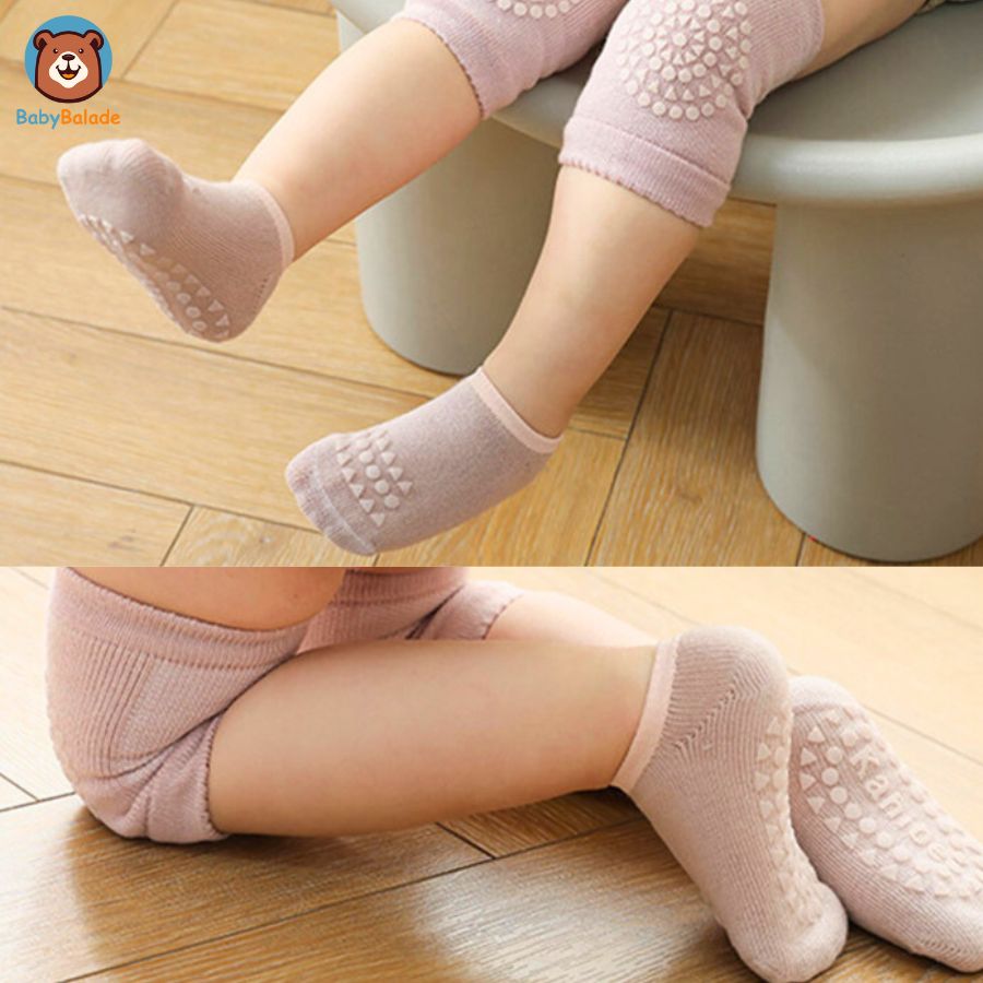 Lot Chaussette antiderapante bebe et Genouillere CHAUSAFE