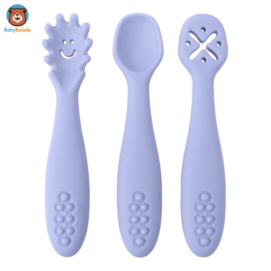 Jzhen Lot De 4 Cuillères à Purée Souples Pour Bébé – Cuillères D’Apprentissage Ergonomiques En Silicone Alimentaire Dès 4 Mois