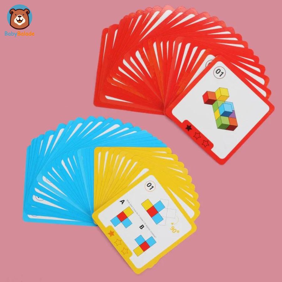 jeu de construction et de logique Cube Challenge cartes avec des formes différentes