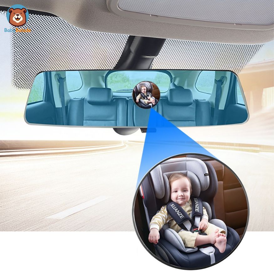 Miroir de voiture pour bébé, miroir de montre de bébé rotatif et inclinable  à 360°, miroir de voiture de siège arrière 100% incassable, sangles  élastiques réglables, autocollant pour bébé à bord